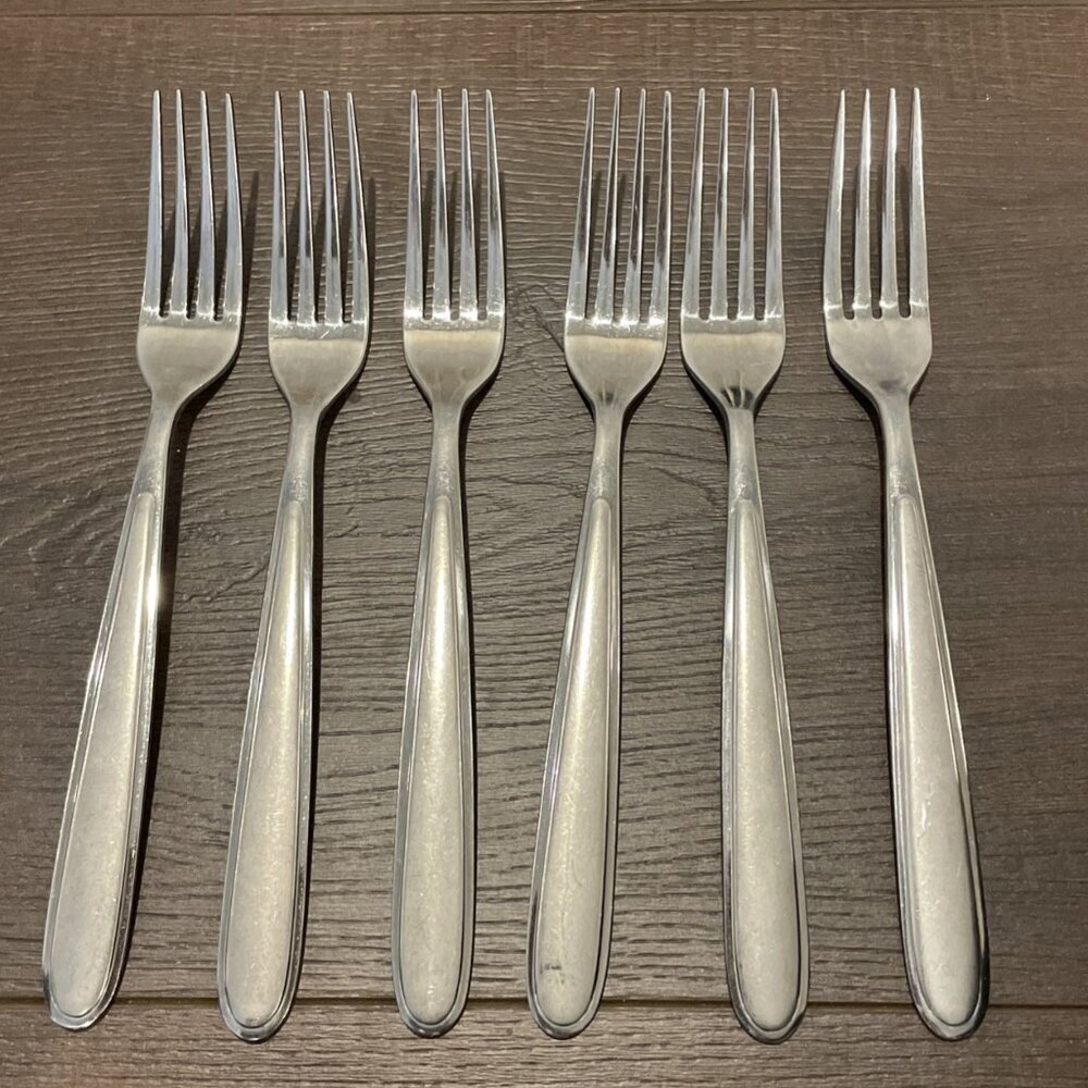 Oneida Peninsula Jordan Castle Laura Dinner Fork Satin Handle Flatware Set Of 6